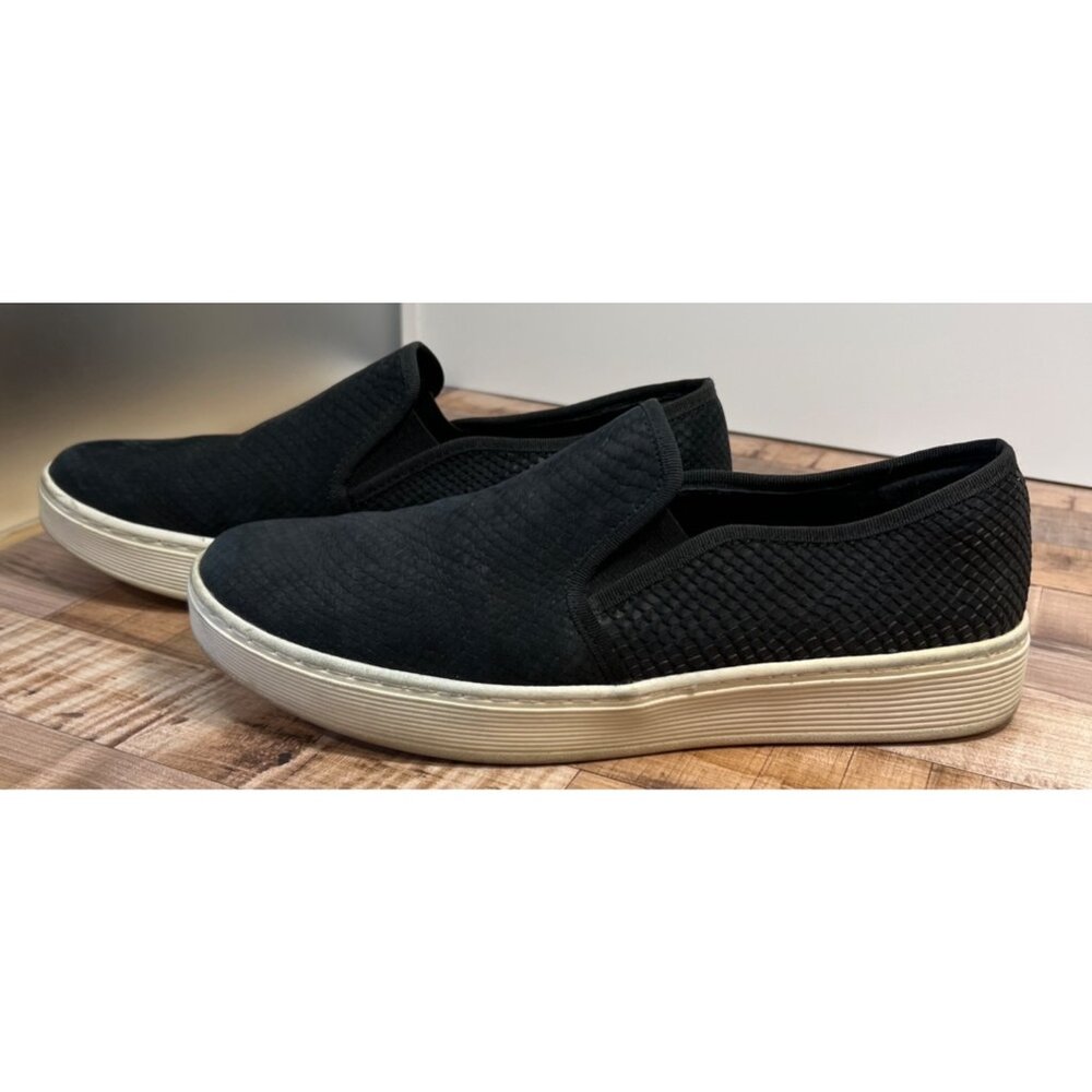 Söfft Black Slip-On Sneakers With Textured Upper & White Sole
